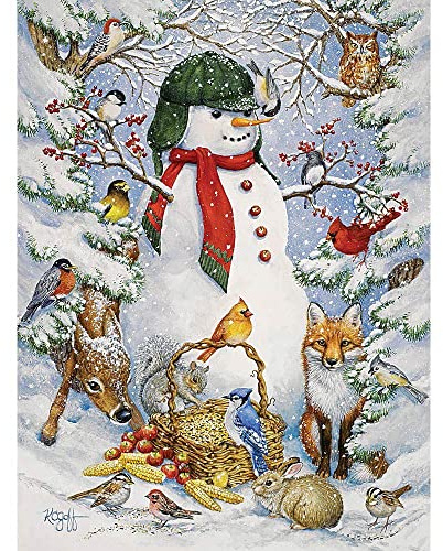 Bits and Pieces - Woodland Snowman - 500 Piece Jigsaw Puzzle for Adults - by Artist Kathy Goff - 500 pc Jigsaw