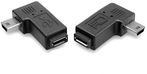 Chenyang Micro USB a Mini USB Sync Potencia de 90 grados Adaptador de conector en ángulo recto 2Pcs/Set