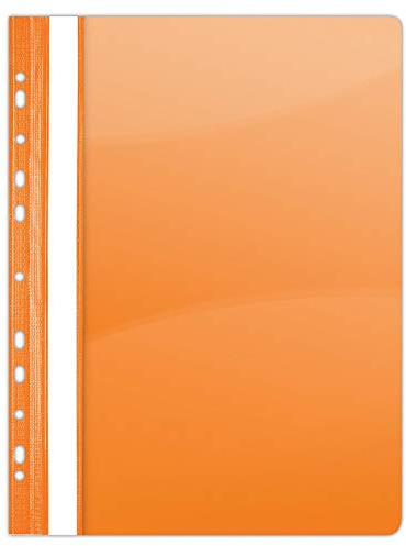 DONAU 1704001PL-12 plast häftapparat perforerad A4 orange, siftapparat plast slitstark PVC hård glasklar täckblad klämmapp för kontor och skola, eurohål | 10-pack