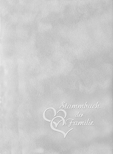Stammbuch HERZEN, grau, Velours, Herzprägung Silber, Format A5+ Exklusiv mit Ringmechanik und Spezialhüllen, DAS FORMAT für alle Urkunden - Perfekt!