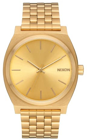 Nixon Time Teller Herrenuhr Analog Quarz mit Edelstahl Armband All Gold / Gold