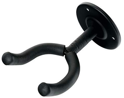 Soporte de Pared Classic Cantabile para Guitarras (universal para E-Guitarra, guitarra clásica, E-Bajo, bajo acústico, acolchado de espuma de goma) Negro