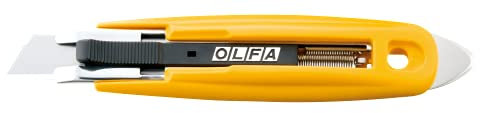 Olfa 330801 Cúter con Recogida automática de la Cuchilla y púa de Metal Duro en el Mango, Amarillo, 17,5mm cutter sk-9