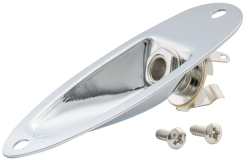 Musiclily 1/4 Inch Boat Loaded Guitar Input Jack Socket Plate Output Jack for Fender Stratocaster Strat ST Electric Guitar Replacement, Chrome