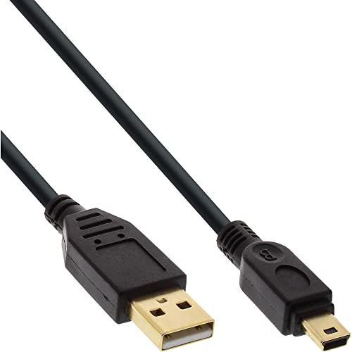 InLine 31850P USB 2.0 Mini-Kabel, USB A Stecker an Mini-B Stecker (5pol.), schwarz, vergoldete Kontakte, 5m