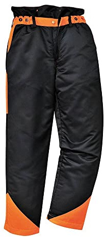 Portwest CH11 Oak Chainsaw Trousers Rule Pocket Machine Washable Black | Black, 2X Large, UKCA Marked, UPF 40+, Straight Fit, Durable Polycotton Fabric, 65% Polyester, Button Closure, Workwear