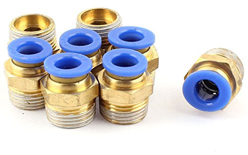 sourcingmap® 8 Piezas Racor Junta Enlace Adaptador Conector Rápido Acoplador Pc8-03 de 8mm de Tubo de 3/8 BSP Empuje de Rosca