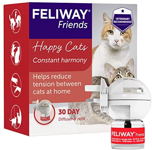 FELIWAY Friends 30 Day Cat Calming Plug In Pheromone Diffuser Starter Kit, 48ml - Helps create harmony and resolve conflict in multi cat households, Veterinary Recommended, Clinically Proven