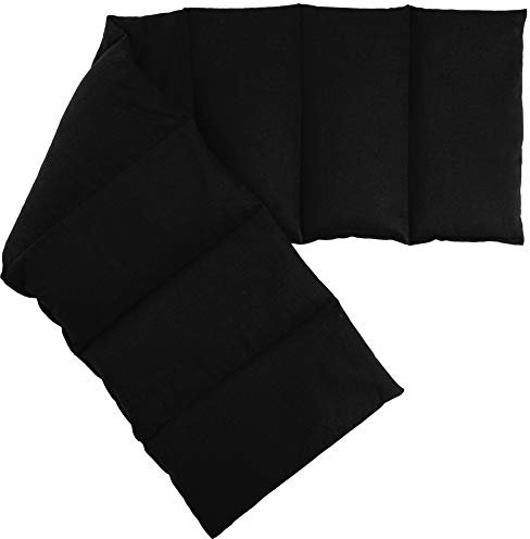 Bio-Dinkelkissen 75x20cm groß 8-Kammer, schwarz - Wärmekissen Bio-Dinkel Körnerkissen
