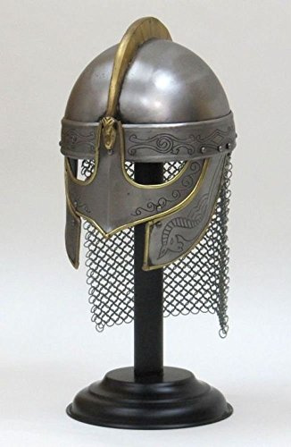 Tragbarer Wikinger-Helm mit Kupferstich und Kettenpanzer