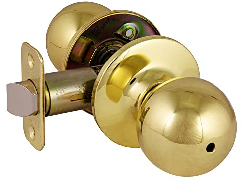 Design House 782920 Ball 2-Way Adjustable Privacy Door Knob, Polished Brass | Surface, Traditional, Brass, Hardware, 782920