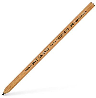 FABER-CASTELL 112605 - Stift Pitt Oil Base, extra Hard, schwarz, 1 Stück | Radier- und wasserfester Künstlerstift für Konturen, Profillinien und detaillierte Zeichnungen