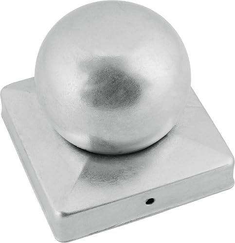 Connex Pfostenkappe - Mit Kugel - 90 x 90 mm - Witterungsschutz für Pfosten & Zäune - verzinkt / Zaun-Abdeckung / Pfahlkappe / Zaunabdeckung / Zaunkappe / Säulenkappe / HV4293