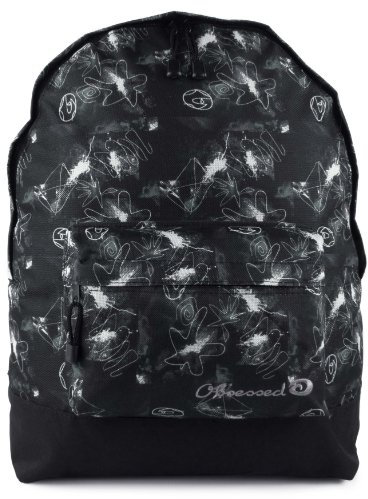 Galaxy - Mochila para hombre y mujer, mochila escolar o universidad de viaje por Obsessed, negro y gris, n/a, Mochilas rucksack