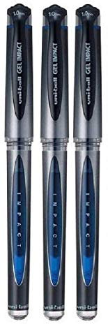 Uniball Uni Ball UM-153S Gel-Tintenroller mit blauer Kappe, Kugelschreiber, breite Spitze, 1 mm Spitze, 0,6 mm Strichstärke, Tinte, 3 Stück