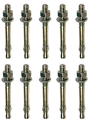 Charles Watson M10 x 120mm Through Bolt Wall Anchor Bolts, Pack of 10 | Secures heavy duty handrails, rackings and machinery into stone, non-cracked concrete or quality masonry.