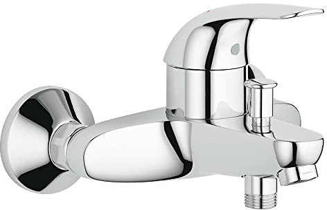 GROHE Swift - Einhand- Wannenbatterie (Wandmontage, variable Mengenbegrenzung, Auslauf mit Mousseur, S-Anschlüsse), chrom, 23270000