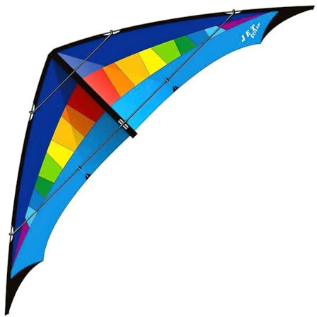Elliot 1010510 Stuntkite/Allrounder Strahlenstrom mit Geschwindigkeit, Regenbogen/Blau, RTF
