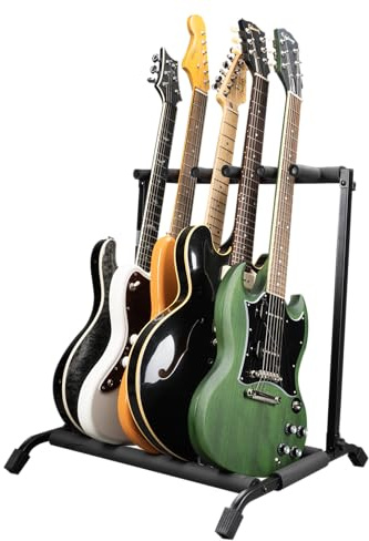 Gator Rok-It Multi Guitar Stand Rack with Folding Design, Holds up to 5 Electric or Acoustic Guitars (RI-GTR-RACK5)
