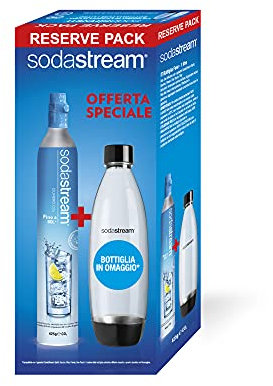 SodaStream Cilindro Ricarica Gas CO2 in Licenza dâ€™Uso per Gasatore + Bottiglia in PET Fuse da 1 Litro per Gasatore