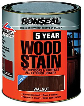 Ronseal 5 Year Woodstain Black Ebony 2.5L | Up to 5 year wood protection. UV and water resistant, rainproof in 1 hour. Suitable for exterior wood.