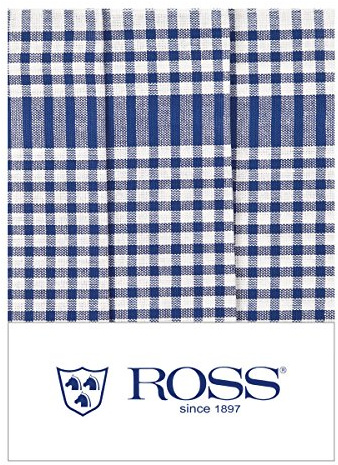 Ross 3er Pack Baumwoll-Geschirrtücher Bauernkaro blau, 50x70 cm