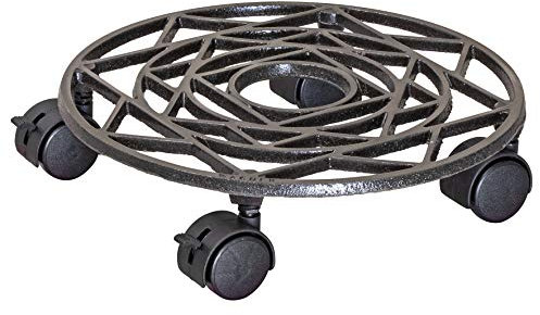 Wagner Soporte con Ruedas para Plantas Antik Ø 29 x 6,5 cm I Soporte para machetas con Ruedas de Exterior + Interior I Bade Hierro Fundido, níquel Mate, 2 Frenos I Capacidad de Carga 50 kg - 20092101