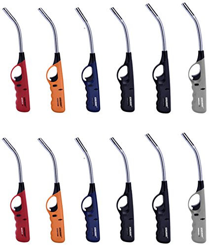 12stk. Stabfeuerzeug Sturmfeuerzeug Gas Feuerzeug flexibel biegsam Goldfisch 29,5 cm lang nachfüllbar, orange Sturmflamme