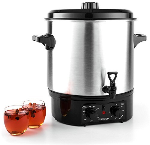 Klarstein Biggie - apparecchio infusore, pentola da sciroppo, pentola da conserva, apparecchio per il vin brulé, elettrico, Capacità: 27 l, 2 w, manici termicamente isolati, argento