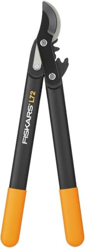 Fiskars Podadera con cuchilla bypass para madera verde, Sistema de cremallera PowerGear, Diámetro de corte: 2,8 cm, Cuchillas de acero templado con cubierta antiadherente, Longitud: 46 cm, Negro/Naranja, L72, 1001555