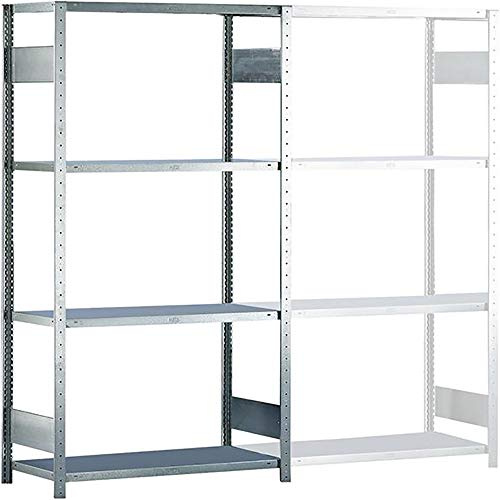 META 1370031 Lagerregal mit 4 Böden, 150 Clip Set, Grundregal 2000 mm x 1000 mm x 400 mm, Verzinkt
