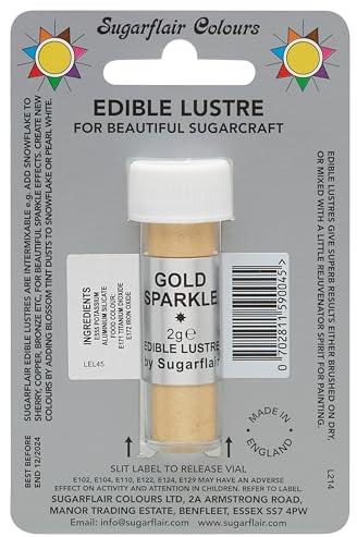 SUGARFLAIR Gold Glitzer Essbarer Glanzpuder - Kuchen Dekorations Schimmer