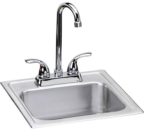 Elkay DSEP1515C Dayton Single Bowl Drop-in Stainless Steel Bar Sink + Faucet Kit