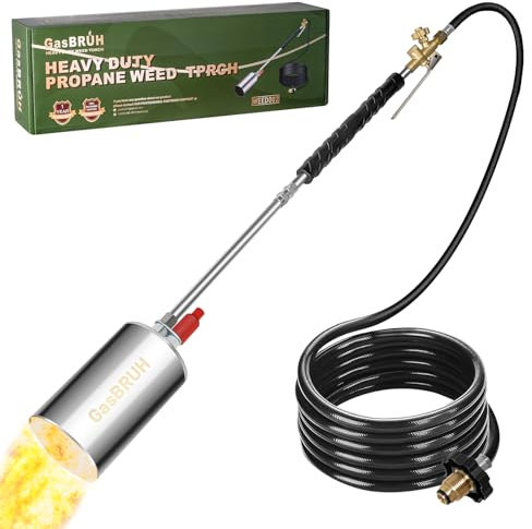 GasBRUH Kit de quemador de malezas de propano, 450,000 BTU de alto rendimiento con encendedor, antorcha de malezas de propano con manguera de 10 pies, soplete de soplado para malezas, asfalto de techo