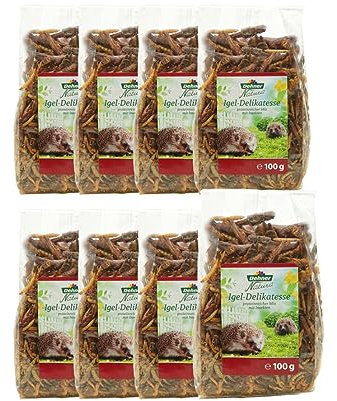 Dehner Natura Premium Igelfutter, Delikatesse für Igel aus Insekten, proteinreich / vitaminreich / natürliche Ernährung, 8 x 100 g (800 g)