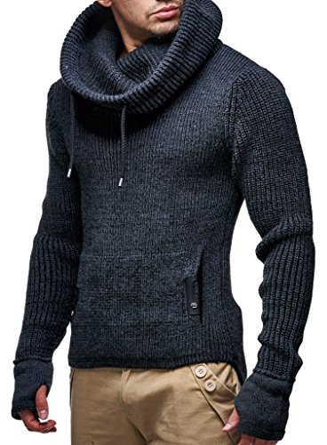 Leif Nelson Herren Strickpullover mit Kragen/Hochwertiger Winterpullover im Regular Fit Schnitt, ideal für Casual-Looks, in vielfältigen Größen und Farben verfügbar