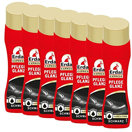 7x Erdal Express Pflege Glanz Schwarz - Creme Lotion 75 ml - mit Mandelöl