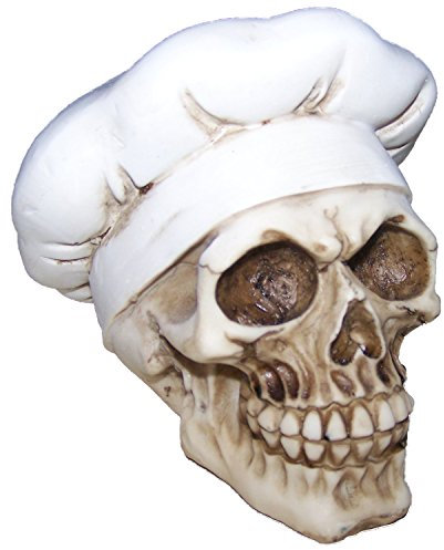 Pi Wear Totenkopf Koch?Totenkopf Deko mit Koch-Mütze?Horror Fantasy Figuren Halloween Gothik-Deko Geschenk Artikel - ca. 11 cm hoch