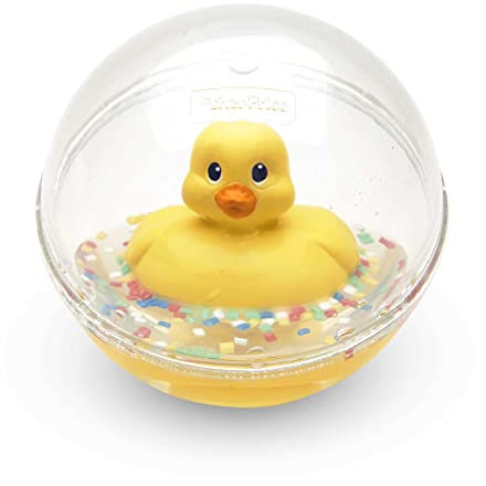 Fisher-Price WaterMates Entchenball, Lustige Ente in Kugel mit Konfetti, Baby Spielzeug, Spielball, Badewannenspielzeug, ab 3 Monate, 75676
