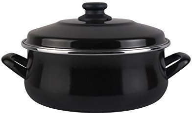 MAGEFESA Black - Cacerola 20cm de Acero vitrificado Exterior Negro. Antiadherente bicapa Reforzado, aptas para Todo Tipo de cocinas, Especial inducción. 50% de Ahorro energético.