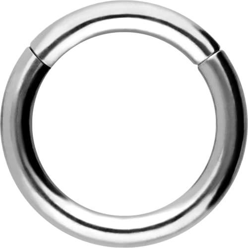 PIERCINGLINE Segmentring Clicker Titan Piercing Nase Septum Ohr Helix Lobe Tragus Silberfarben 1,6 x 8 mm