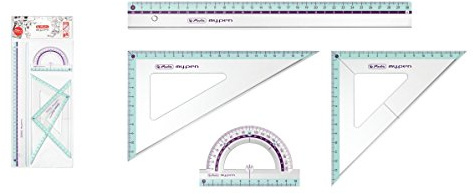 Herlitz Geometrie-Set 4tlg / 2x Geo-Dreieck, Lineal, Winkelmesser / Farbe:türkis
