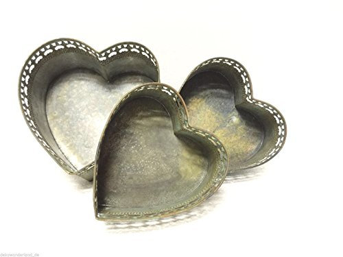 Pflanzschale Pflanztopf Übertopf Blumentopf 3er Set Herz Schale Vintage Shabby