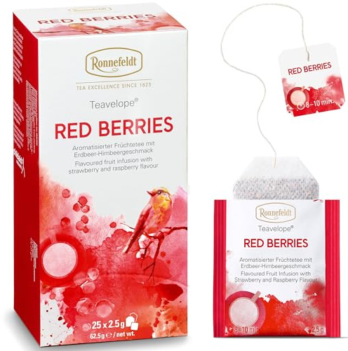 Ronnefeldt Teavelope Red Berries - Früchtetee mit Erdbeer-Himbeergeschmack, 25 Teebeutel, 62,5 g