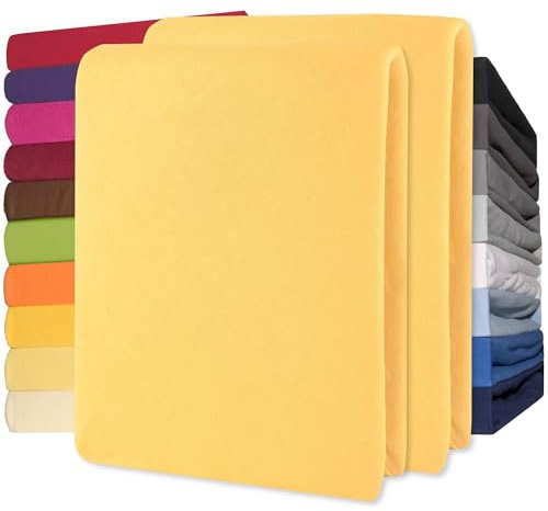 CelinaTex Jersey Spannbettlaken Lucina 90x200-100x200cm Creme gelb 100% Baumwolle gekämmt bis 26cm Matratzenhöhe Spannbettbezug, Leintuch, Bettlaken, elastisch, Strech, Oeko-Tex
