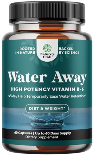 Water Away Herbal Diuretic Pills High Strength - Fluid Retention Supplement with Dandelion Leaf Extract & Green Tea for Bloating Relief for Women & Men - Capsules for Leg & Feet Swelling - 60 Count