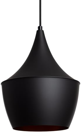 LEDKIA Pendelleuchte Aluminium Daro Schwarz | Vintage Design | Aluminium | E27 Fassung | Verstellbares Kabel | Ø200 mm