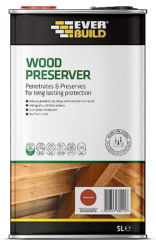 Everbuild Wood Preserver – Interior And Exterior Use – Low Odour – Quick Drying – Long Lasting Protection – Red Cedar – 5 Litres | Interior And Exterior Use – Low Odour – Quick Drying