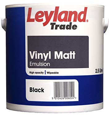 Leyland Trade - Vinyl Matt - Wall & Ceiling Paint - Black - 2.5L | Matt Finish, Interior Walls & Ceilings, Excellent Covering Power, Hides Imperfections, Wipeable, Easy to Clean & Apply
