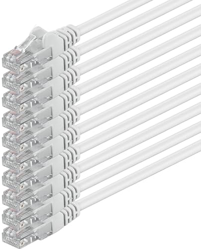 1aTTack.de 10x 7,5m Câble Réseau Cat6 Cat 6 - RJ45 Ethernet LAN DSL Routeur Modem - Blanc